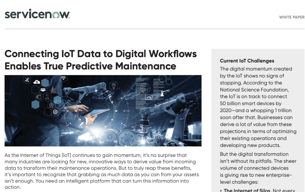 Connecting IoT Data to Digital Workflows Enables True Predictive Maintenance